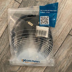 NEW CABLE MATTERS DVI-1 TO VGA HD VIDEO CABLE 6 FT